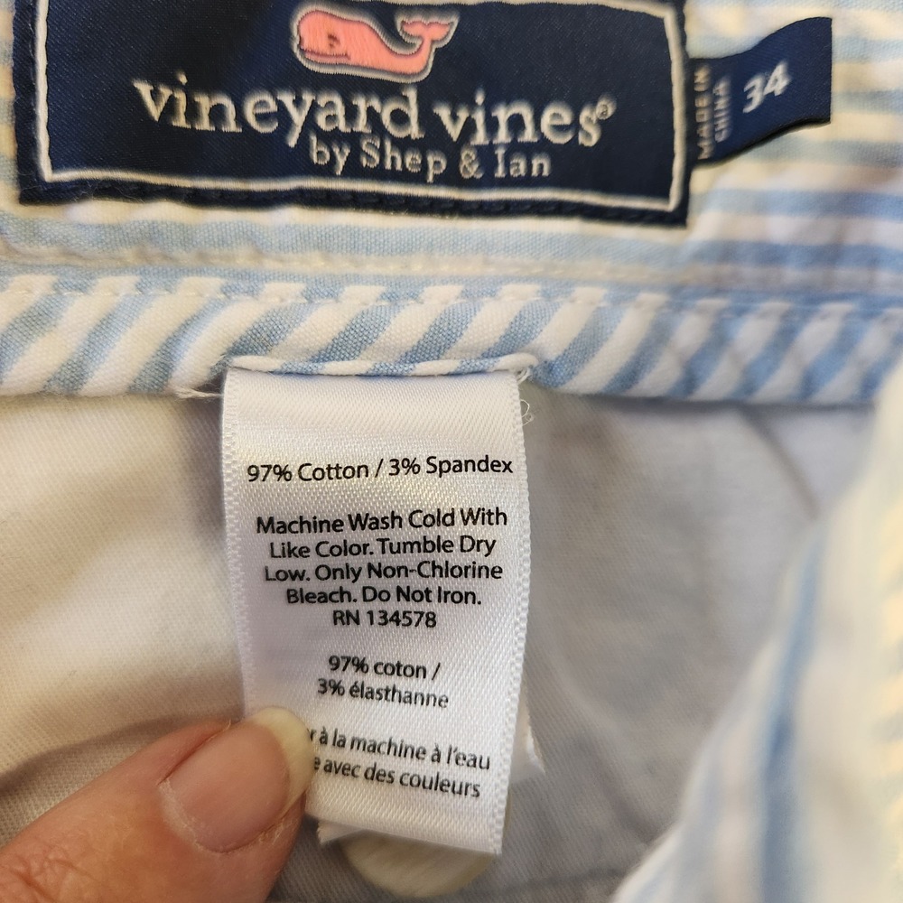 Vineyard Vines Mens Blue White Striped Seersucker Shorts 34 - Picture 8 of 8